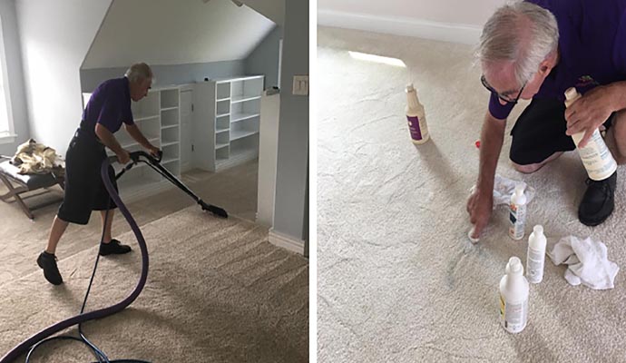 Collage of carpet dry and steam cleaning