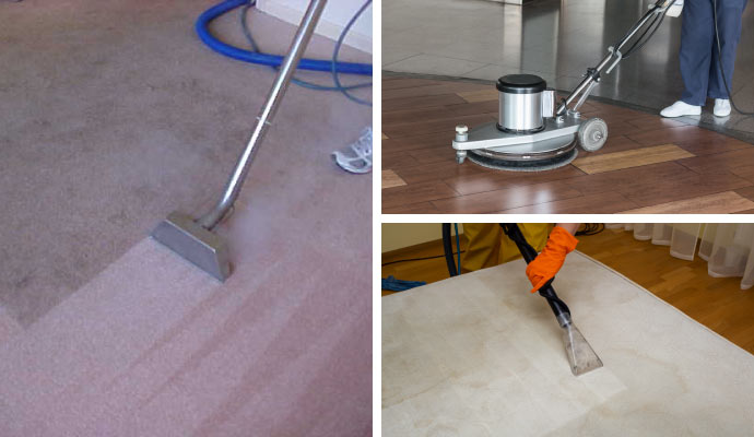 collage of carpet, wood-floor and mattress cleaning