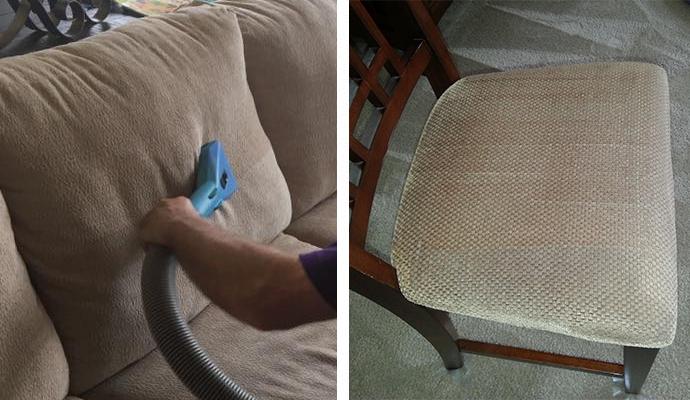 collage of pillow and chair cleaning