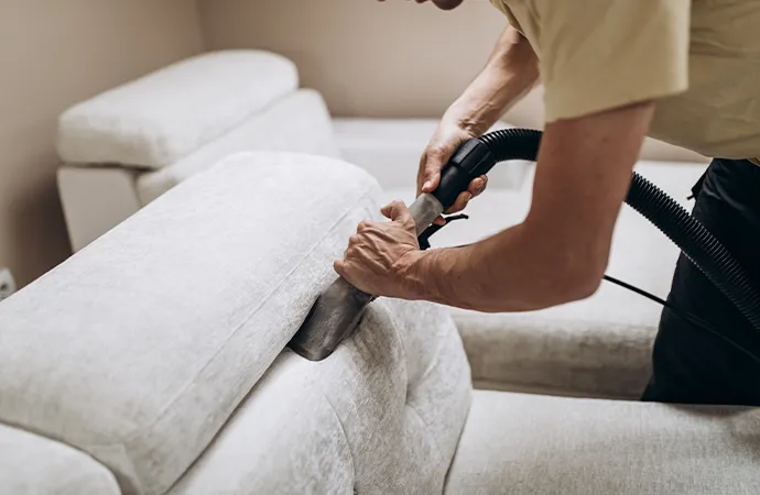 Upholstery furniture cleaned by vacuum cleaner